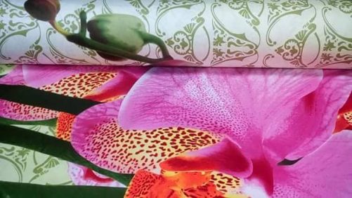 Satino audinys  "Orchidėja "